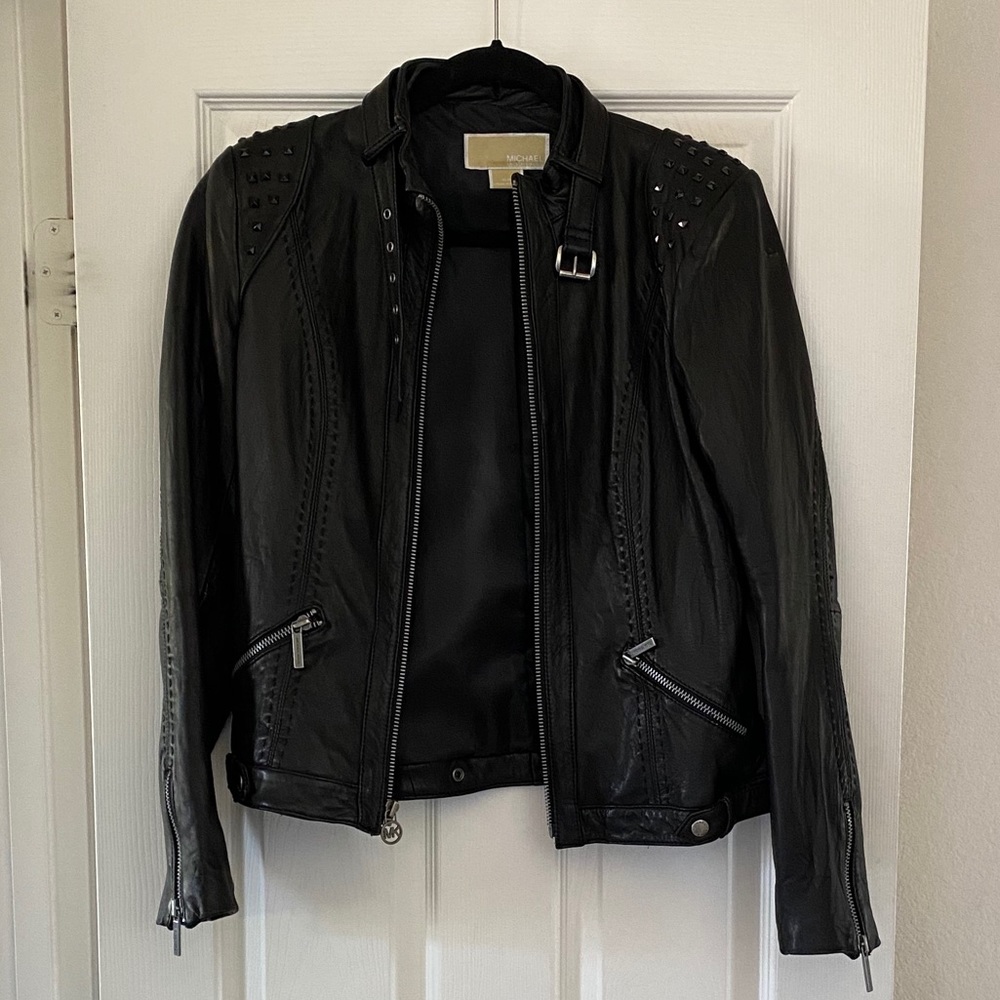 Michael Kors Black Leather Moto jacket